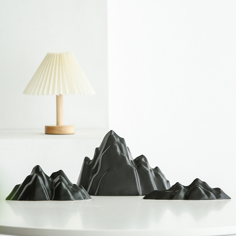 中式陶瓷假山摆件微景观创意客厅枯山水沙盘桌面鱼缸造景沉水装饰