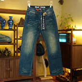 复古洗水长裤 M11赤耳丹宁15盎司牛仔裤 男士 纯棉直筒刺绣国潮风男