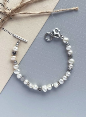 ZM Original原创设计天然巴洛克珍珠手链925纯百搭银小清新女手串