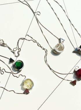 Z M Original臻美原创设计天然水晶项链绿幽灵黄水晶锁骨链女配饰