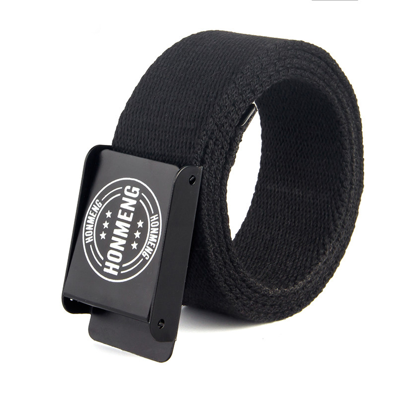 潮牌双面拼接休闲百搭帆布腰带男 平滑扣潮青年学生男帆布皮带