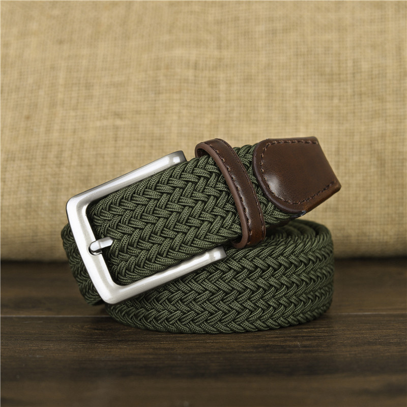 纯色复古经典针扣皮带无孔弹力裤带尼龙加长130cm男士腰带怀旧