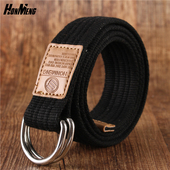 汉盟HONMENG韩版 腰带 青少年裤 18色双环帆布腰带休闲帆布皮带 潮款