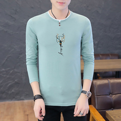 男士短袖T恤夏季韩版青年修身长袖打底衫上衣服潮WE9809---p25