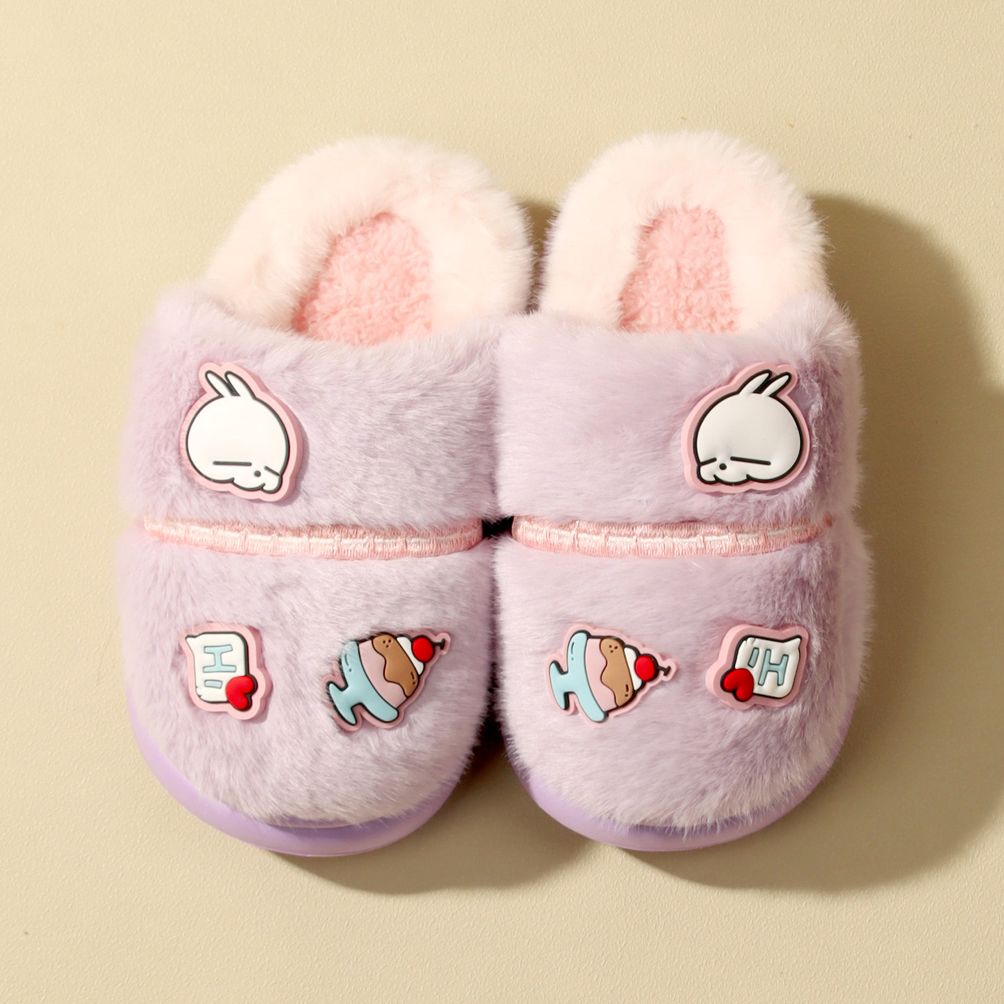 流氓兔2025年儿童卡通棉鞋男女孩可爱毛绒家居软底防滑保暖毛拖鞋,居家布艺,居家棉拖/棉鞋,淘宝优惠券,粉丝福利购,淘宝优惠卷