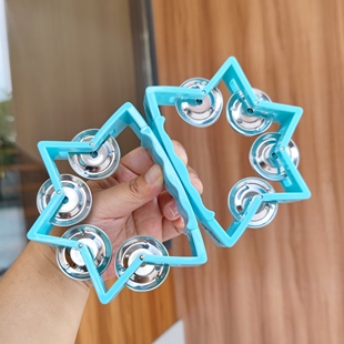 出口日本 MEMORIES温柔浅蓝色铃鼓一对 奥尔夫教具 儿童益智玩具