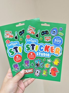 出口澳洲 SMIGGLE原装300PCS动物字母手表贴纸本子 手账用品 文具
