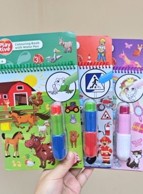 出口美国 PLAYTIVE原装汽车农场动物小仙女神奇水画本 遇水显色