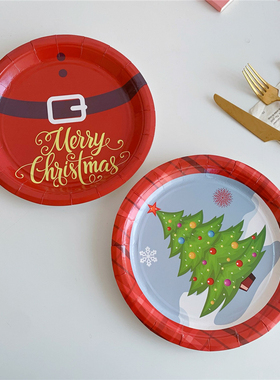 出口欧洲 KATTY HOUSE原装圣诞节一次型纸盘子 一包10个 餐具