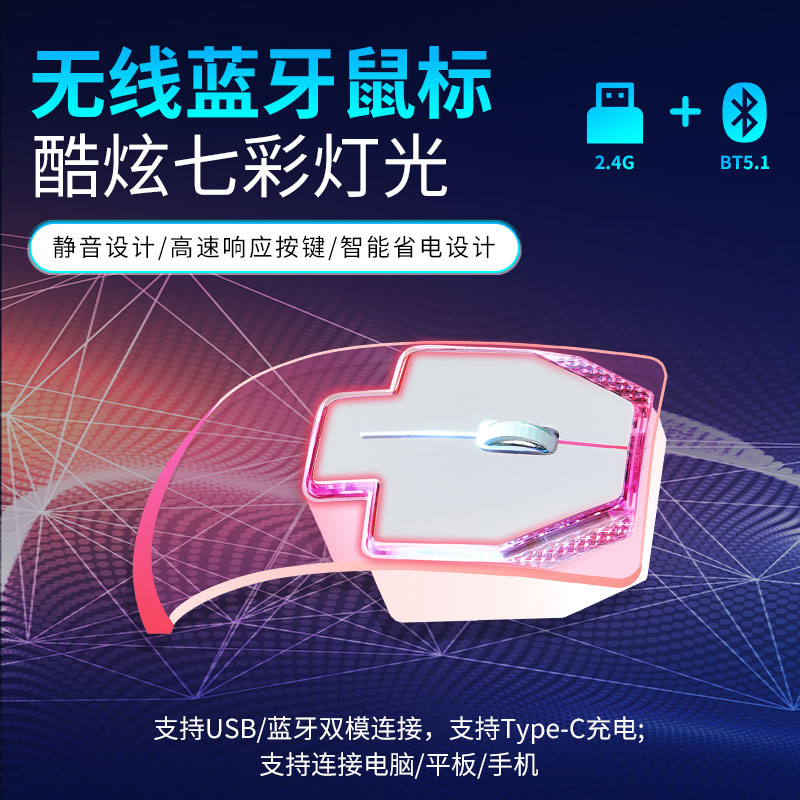 鄂柏USB蓝牙蓝牙鼠标透明静音