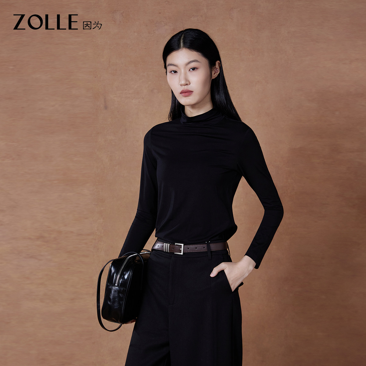 ZOLLE因为日常通勤内搭高领舒暖针织衫女一件过冬25秋冬新品