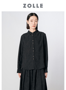 【亚麻精选】ZOLLE因为暗色绣花宽松百搭上衣外套衬衫女春夏新品
