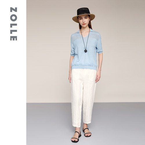 ZOLLE亚麻透气套头针织衫春夏
