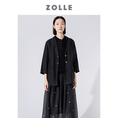 【亚麻精选】ZOLLE因为设计感透气通勤上衣外套女春夏新品