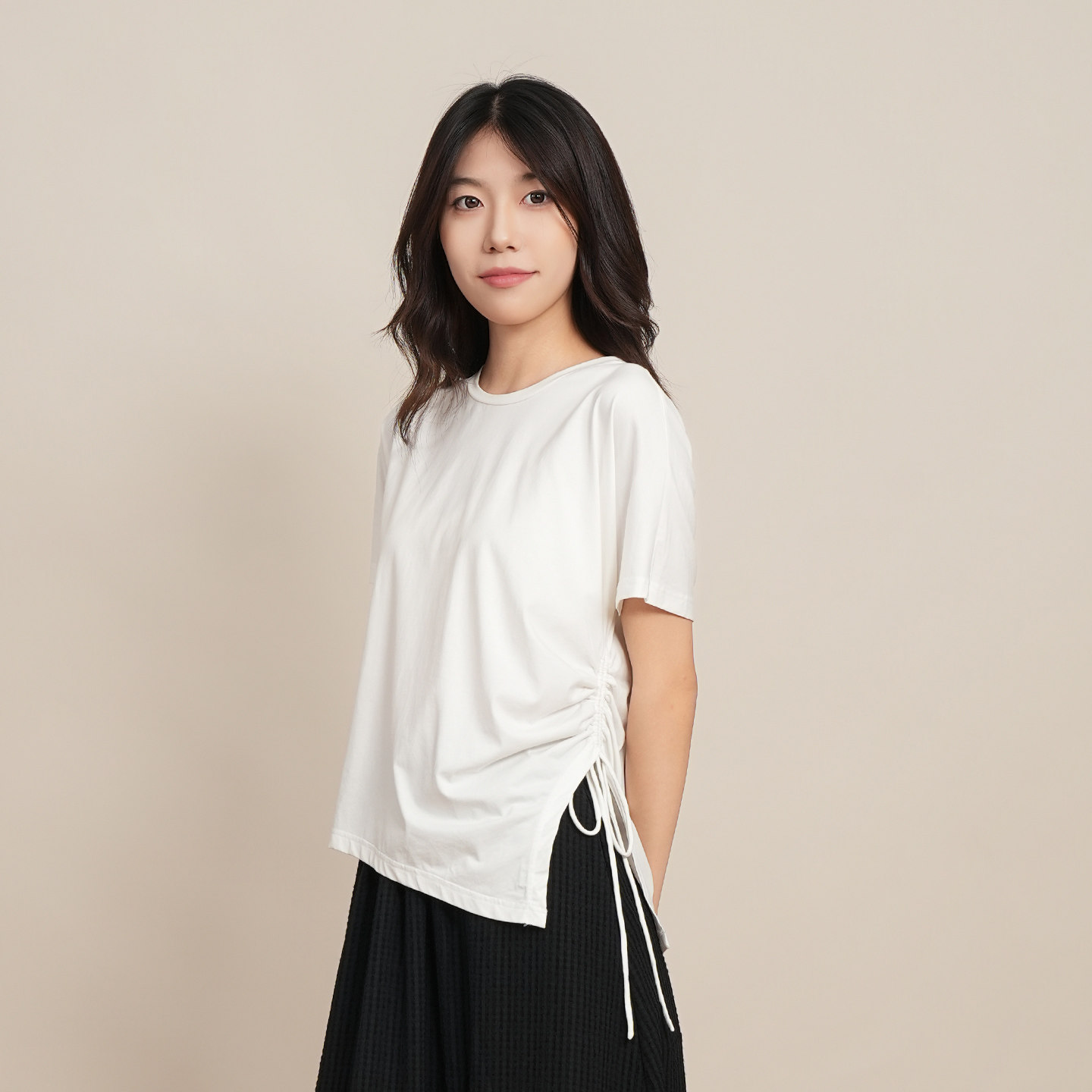文艺风松弛感结短袖T恤女