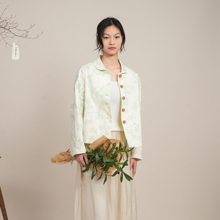 夹克女26春夏新品 ZOLLE新中式 初春花卉设计利落剪裁气质感短款