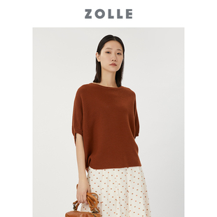 纯色针织套头上衣 ZOLLE因为暗条纹蝴蝶袖 羊毛精选