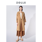 ZOLLE因为老钱风亚麻宽松翻领大衣外套 亚麻精选