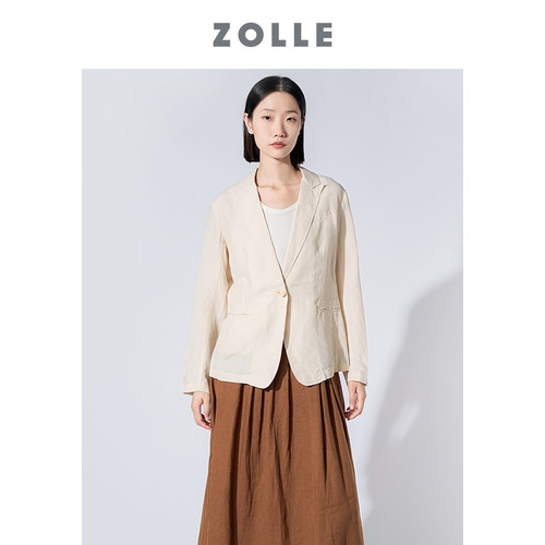 【亚麻精选】ZOLLE因为通勤商务老钱风西装外套女春夏新品