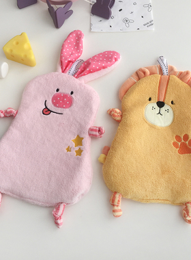 可爱挂式擦手巾儿童洗手小毛巾卫生间双层珊瑚绒手帕厨房吸水抹布