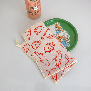 双层不沾油抹布厨房专用去污吸水百洁布不掉毛洗碗巾家用台面清洁