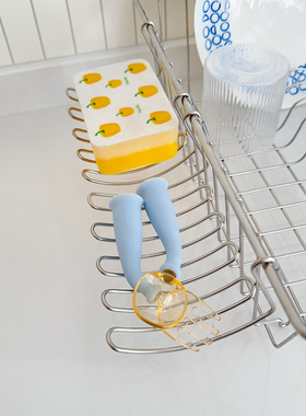 日本博主同款厨房挂钩沥水架不锈钢洗碗海绵小物临时收纳置物架