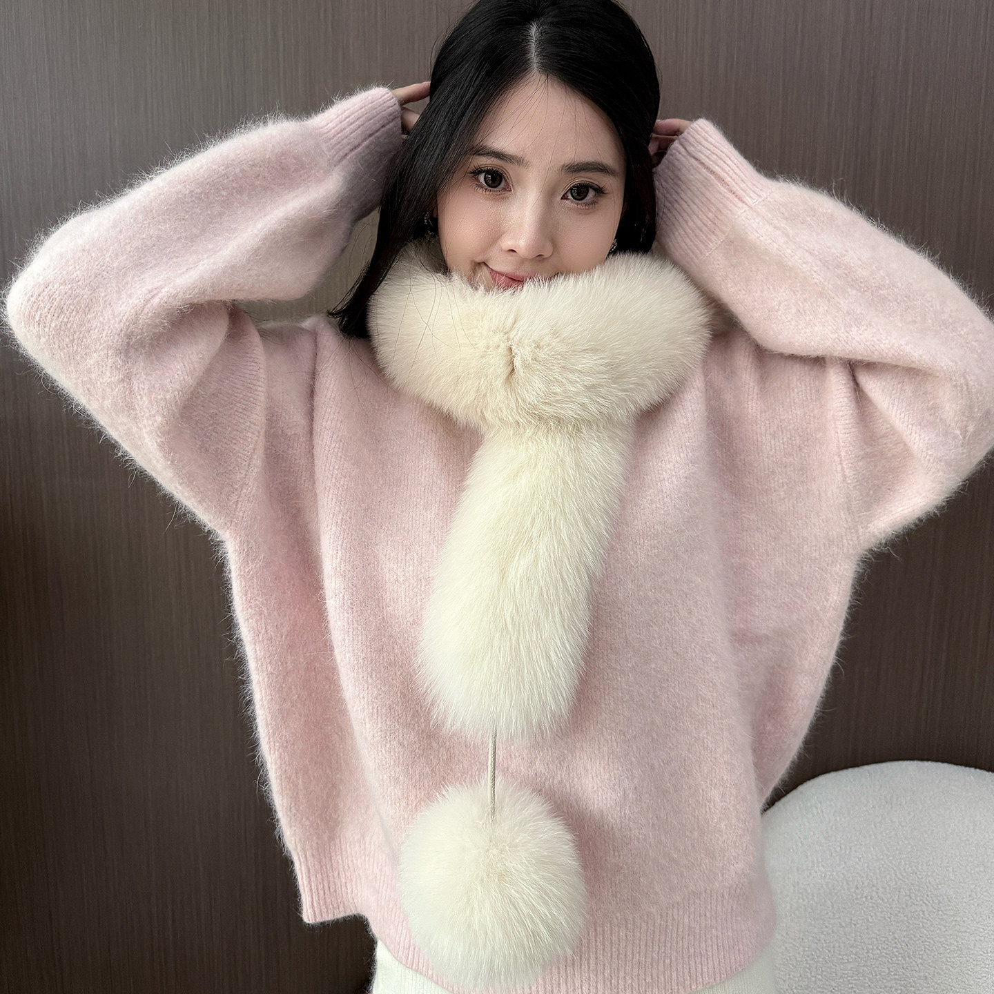 悦爱皮草新款狐狸毛围巾女冬季保暖长条毛球保暖防寒毛毛小众围脖,服饰配件/皮带/帽子/围巾,围巾/丝巾/披肩,淘宝优惠券,粉丝福利购,淘宝优惠卷