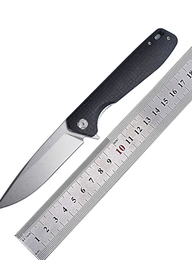 D2刃米卡塔亚麻柄水果刀折叠刀多功能小工具石洗工艺便携随身口袋