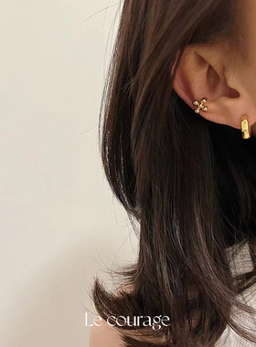 Le courage 好事成双幸运圆球迷你耳夹无耳洞镀金耳骨夹男女单只
