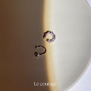 高级感耳骨夹耳夹无耳洞耳饰小众金属耳环925银2件套 courage