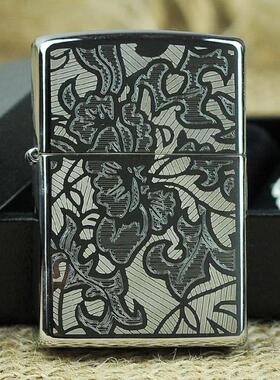ZIPPO原装正品打火机 镜面深雕刻 繁花富贵花开 专柜正版限量珍藏
