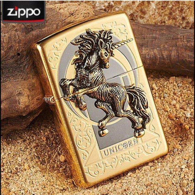 美国原装正品 ZIPPO打火机 纯铜贴章金色 独角兽 专柜正版 限量版