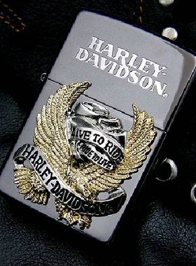 ZIPPO原装正品打火机 黑冰镀金哈雷飘带复活雄鹰 专柜正版 限量版