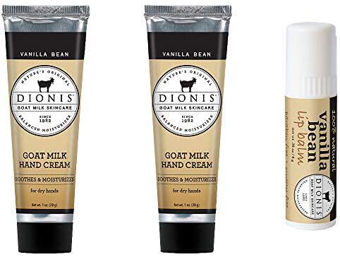dionis goat milk hand cream and lip balm 3 piece gift set (v