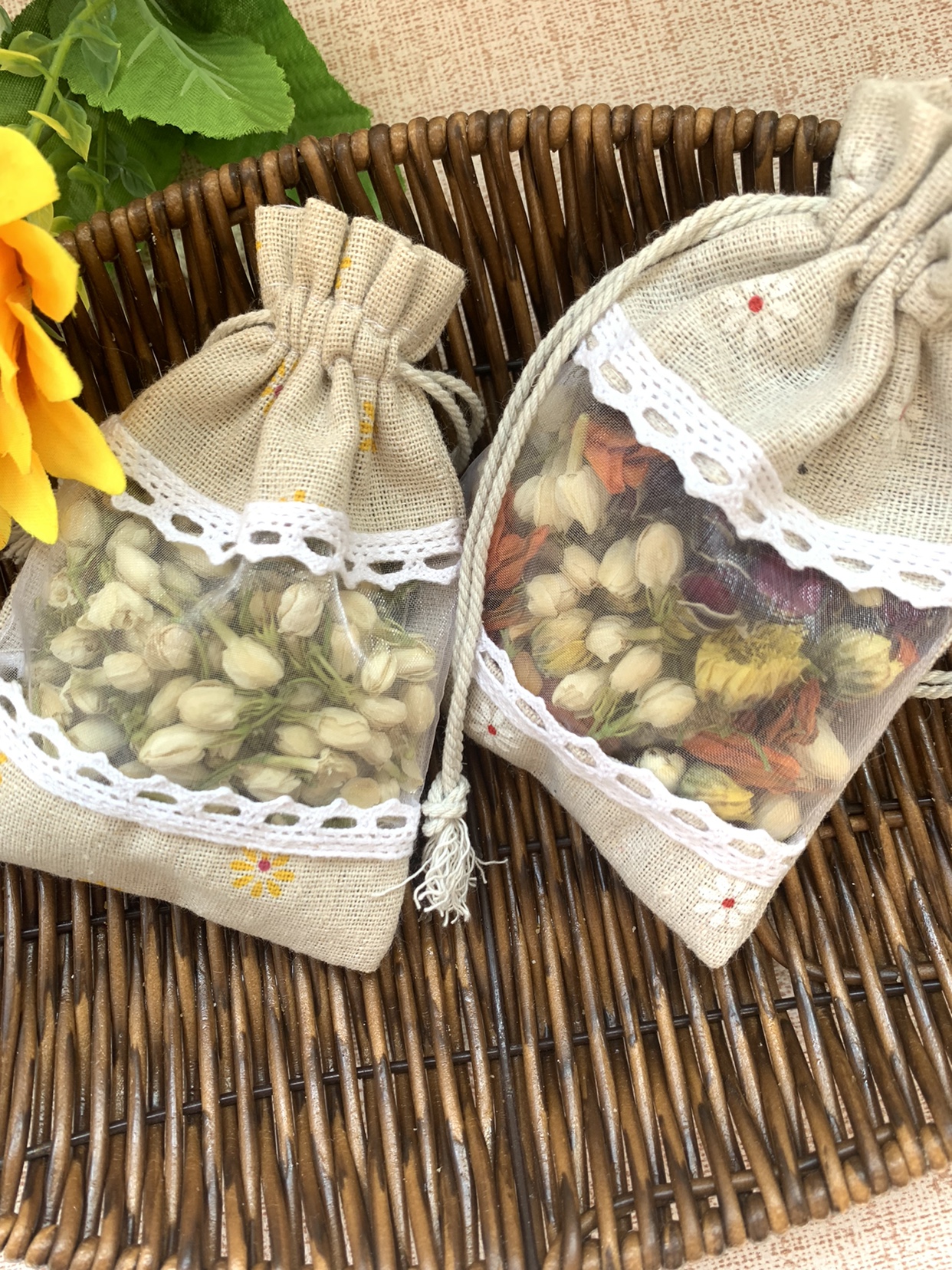 单面开窗蕾丝边束口香包空袋香囊DIY小物品收纳可爱清新10乘14