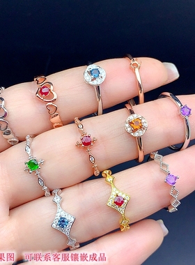 S925银精巧戒指空托尺寸圆3*3mm