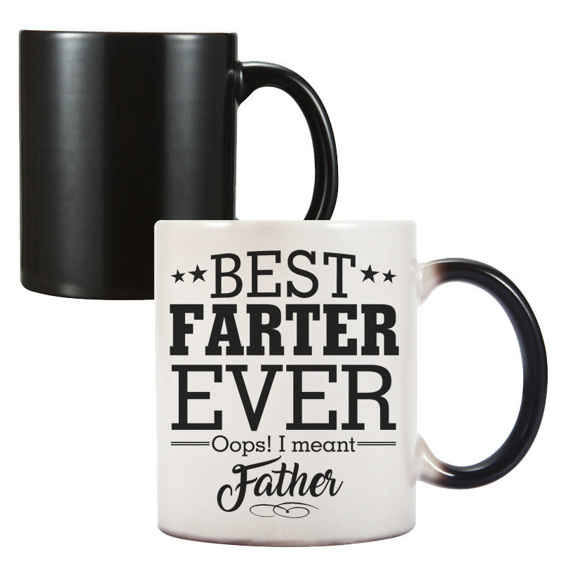 Fathers父亲节Day陶瓷咖啡马克杯水杯DAD感温变色杯子Daddy胡子D1