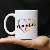 可定制名字心形和蝴蝶陶瓷杯可重复使用 热饮冷饮咖啡杯节日礼物