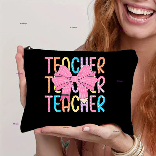 跨境专供教师化妆包批发 亚马逊爆款 Teacher 主题托特包