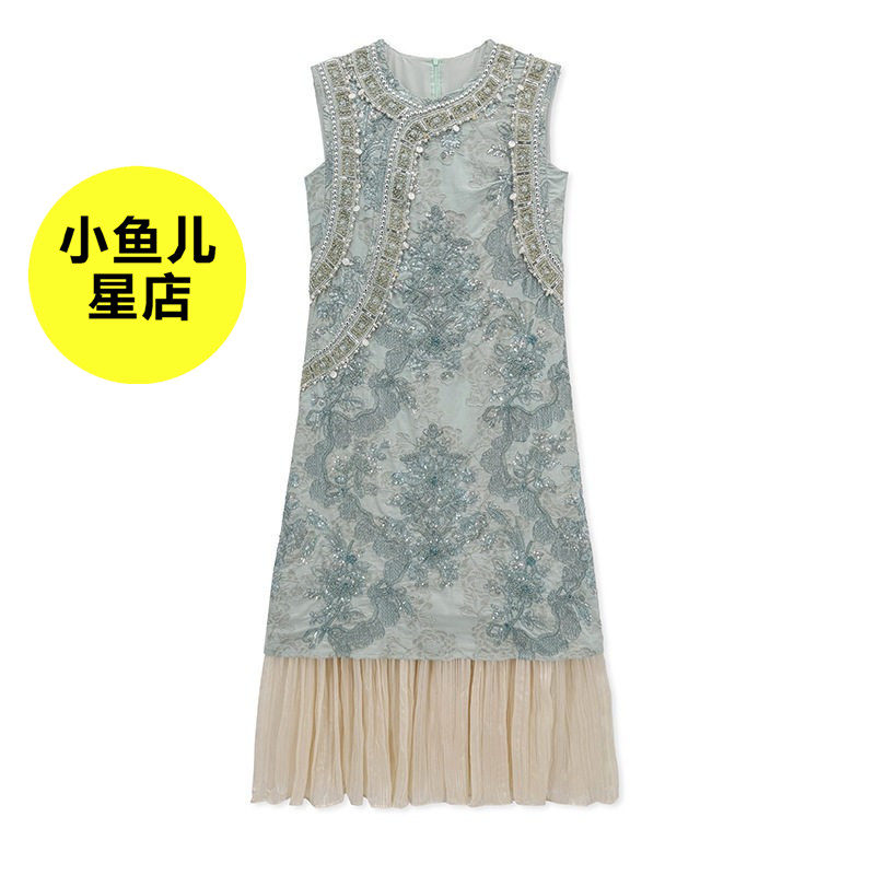 改良汉服新中式气质重工双色绳绣珠绣斜襟改良旗袍裙高级复古长裙