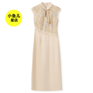 高端版新中式高端气质蕾丝绣片连衣裙女绝美古法国风改良款旗袍裙