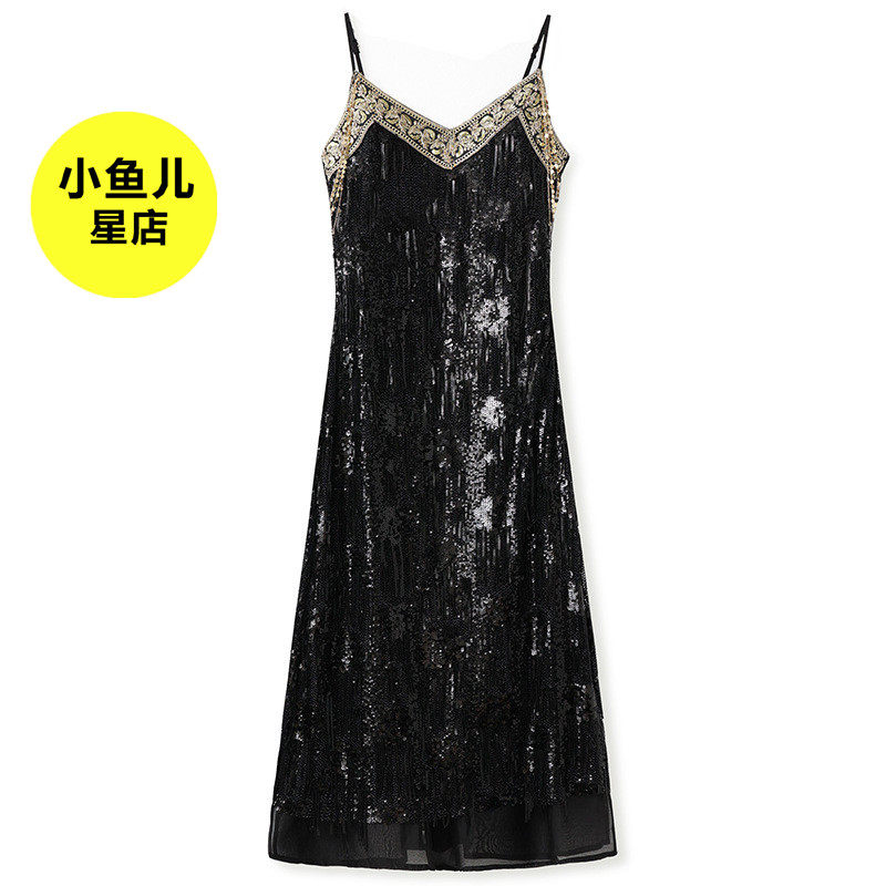 高端国风复古夏季钉珠网纱刺绣流苏连衣裙女新中式轻奢名媛吊带裙,女装/女士精品,汉服连衣裙,淘宝优惠券,粉丝福利购,淘宝优惠卷