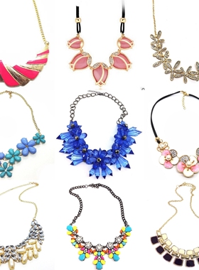 金属甜美风花朵短款毛衣链