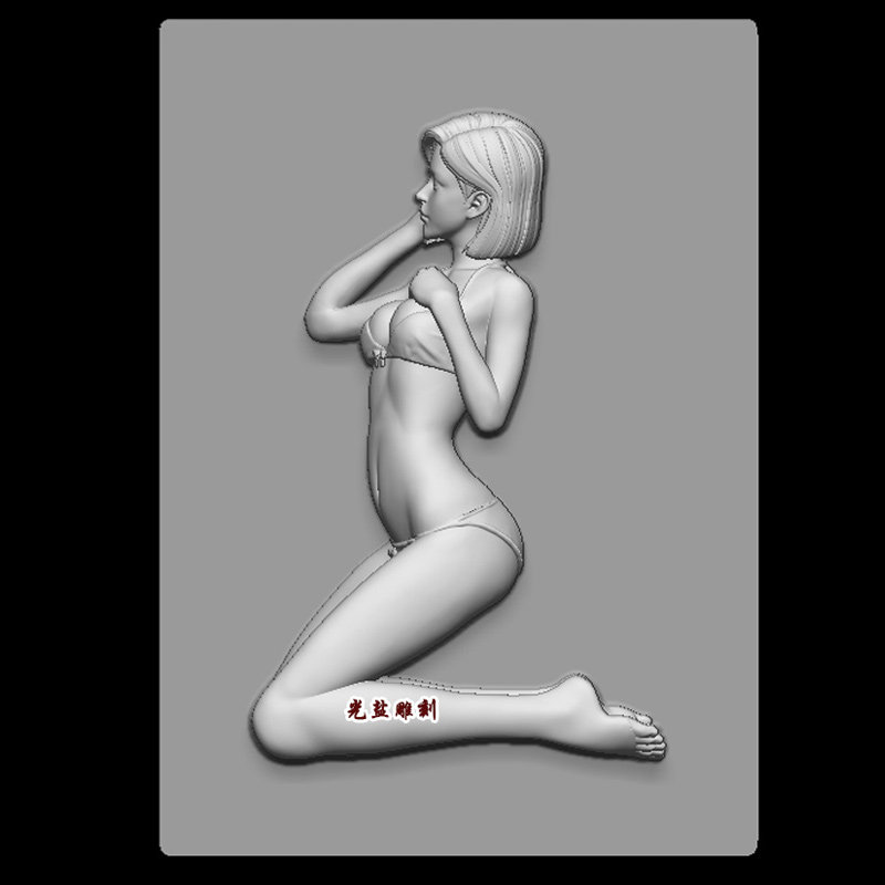 美女精雕图坐姿跪姿3d模型stl三维人体雕刻机圆雕图3d打印模型