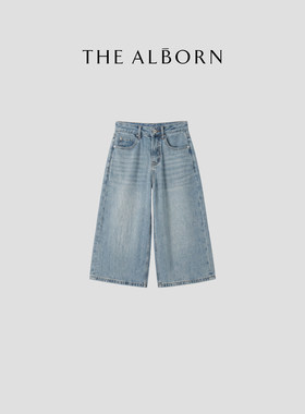 奥莉酱THE ALBORN· “时髦有型”土耳其长绒棉 松弛感七分牛仔裤