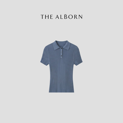奥莉酱THE ALBORN· “老钱基调”桑蚕丝天丝混纺 polo领针织上衣