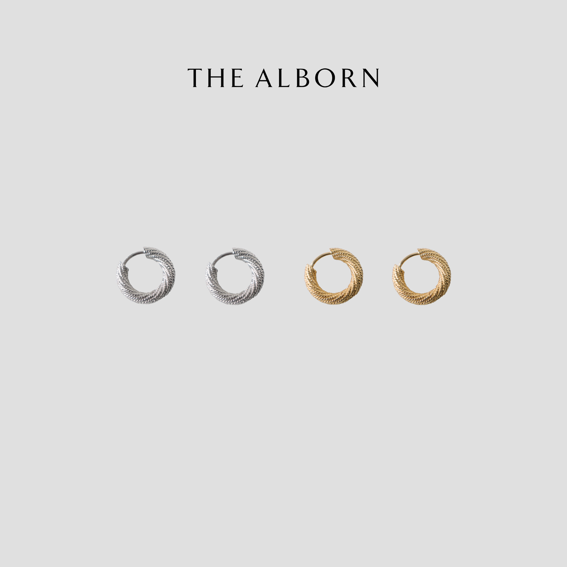 奥莉酱THE ALBORN&middot;欧美简约麻花纹路肌理黄铜电镀圆形耳环耳饰