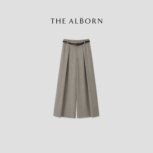 奥莉酱THE ALBORN·“恣意通勤”醋酸羊毛混纺面料老钱通勤阔腿裤