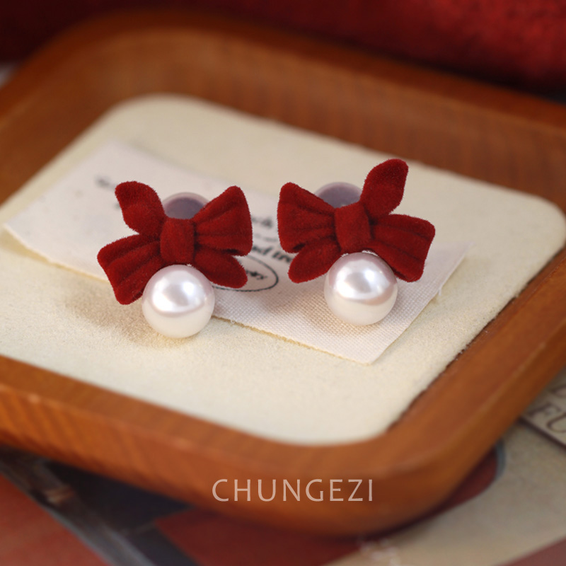 新年氛围百搭耳夹红色服饰配饰