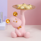 创意轻奢可爱暴力熊收纳托盘桌面摆件客厅电视酒柜装 饰品结婚礼物